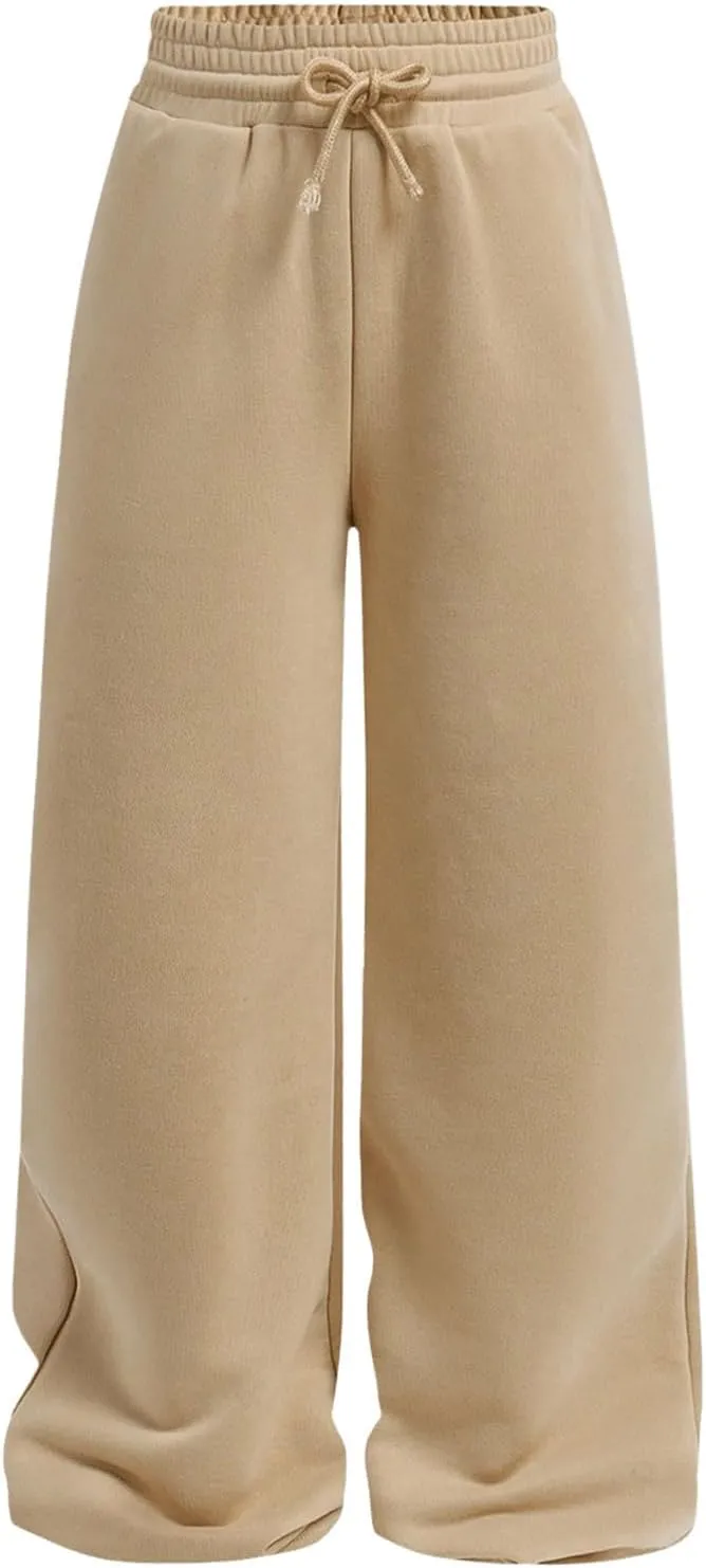 SOLY HUX Girl's Straight Wide Leg Sweatpants Casual High Waisted Baggy Joggers Track Pants