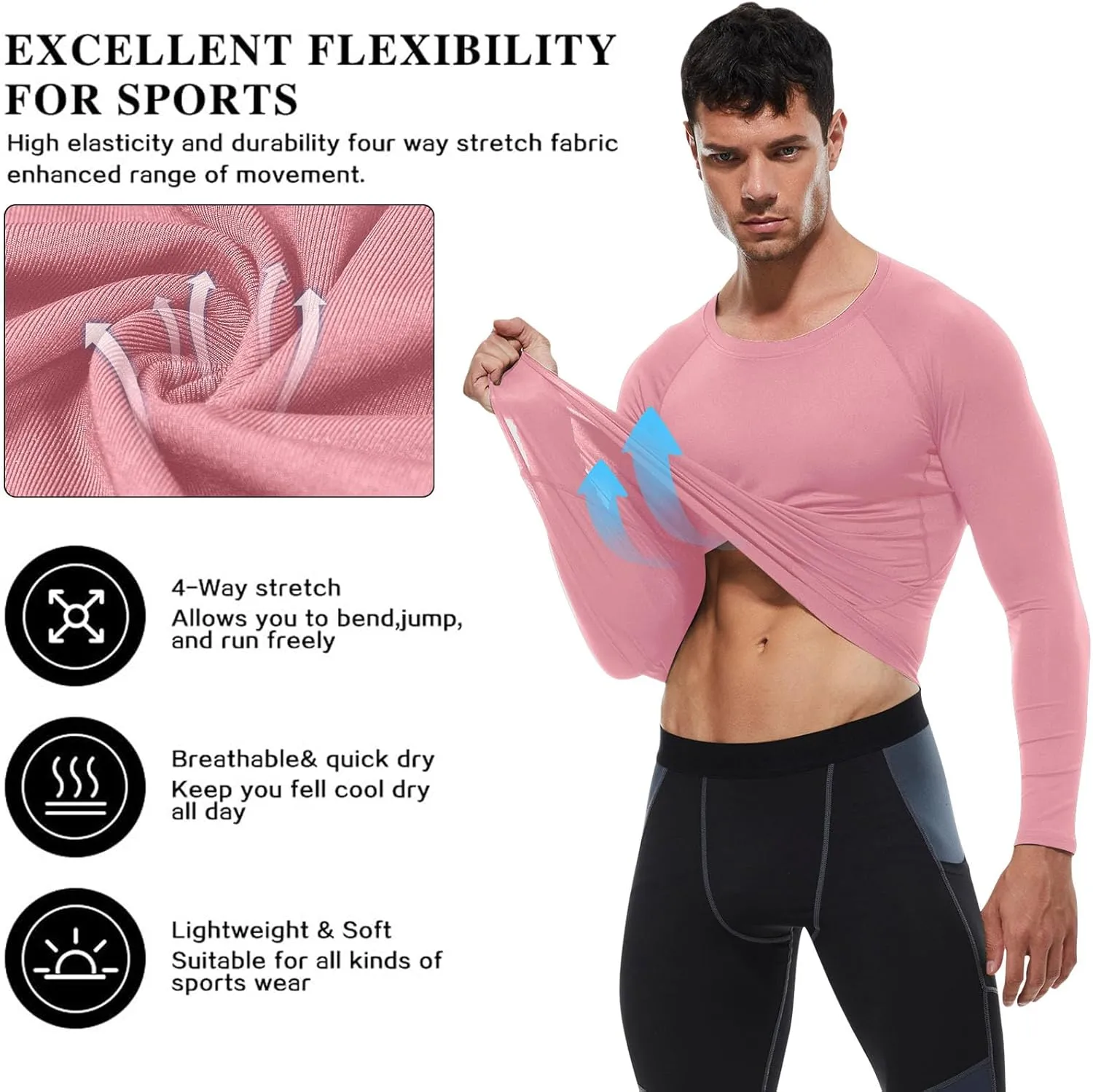 SPVISE 1 or 3 Pack Men's Compression Shirts Long Sleeve Workout Gym T-Shirt Running Top Cool Dry Sports Baselayer Undershirts