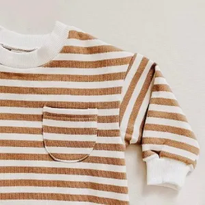 striped sweatshirt romper onesie