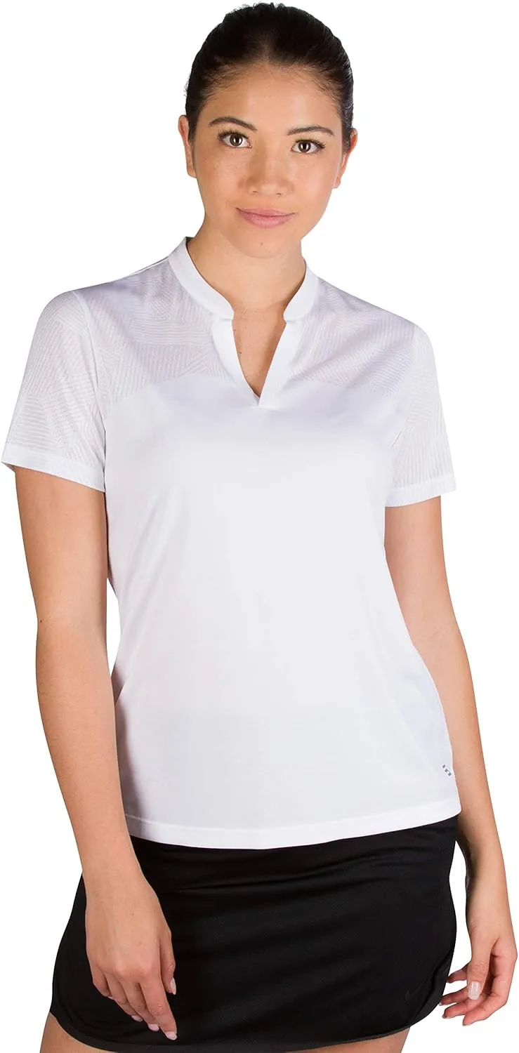 Three Sixty Six Womens Collarless Golf Polo Shirt - Dry Fit, Breathable, Compression Golf Tops