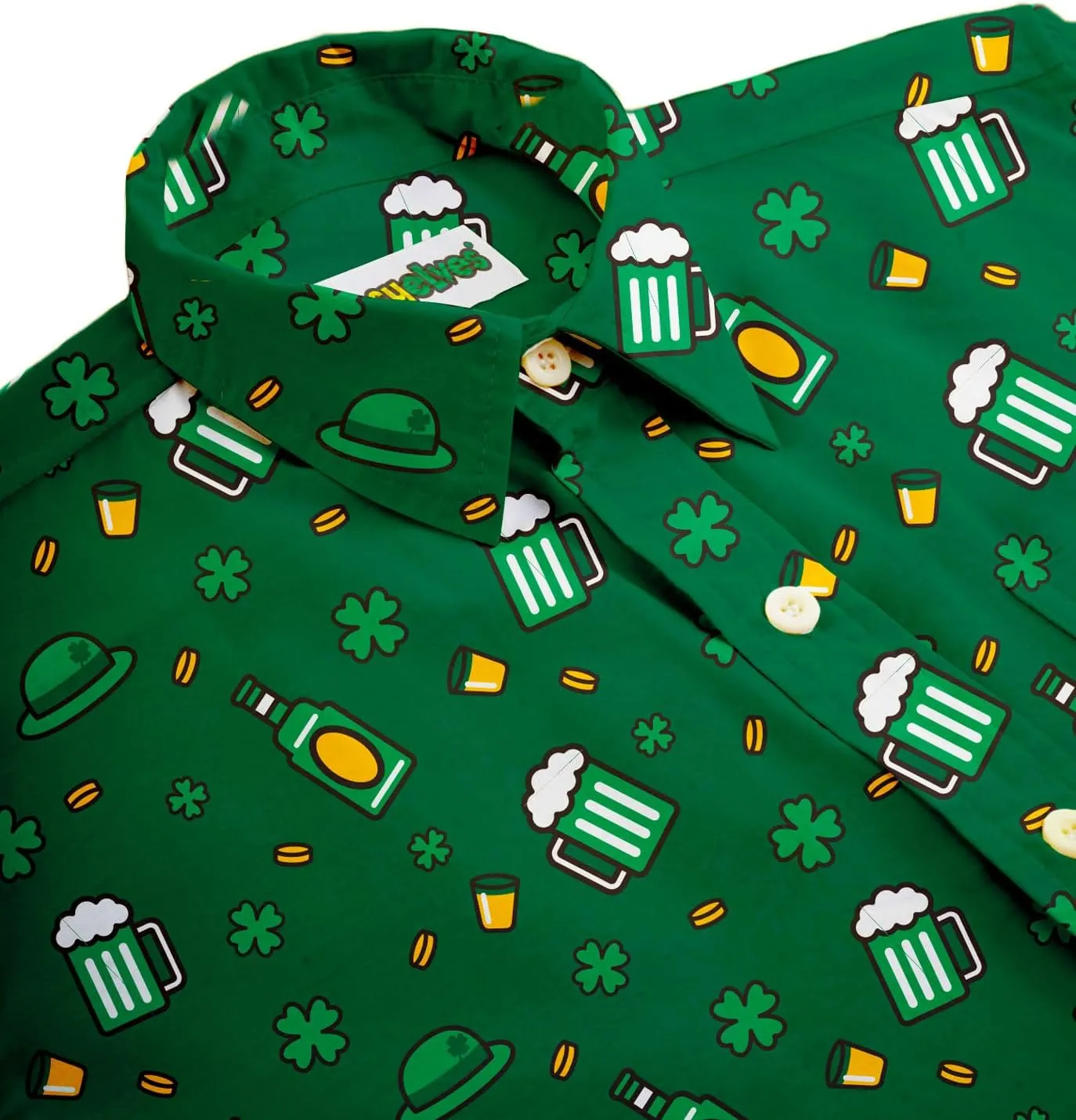 Tipsy Elves Button Down Shirts for Men - Valentines Day, Mardi Gras and St Patricks Day Mens Button Ups