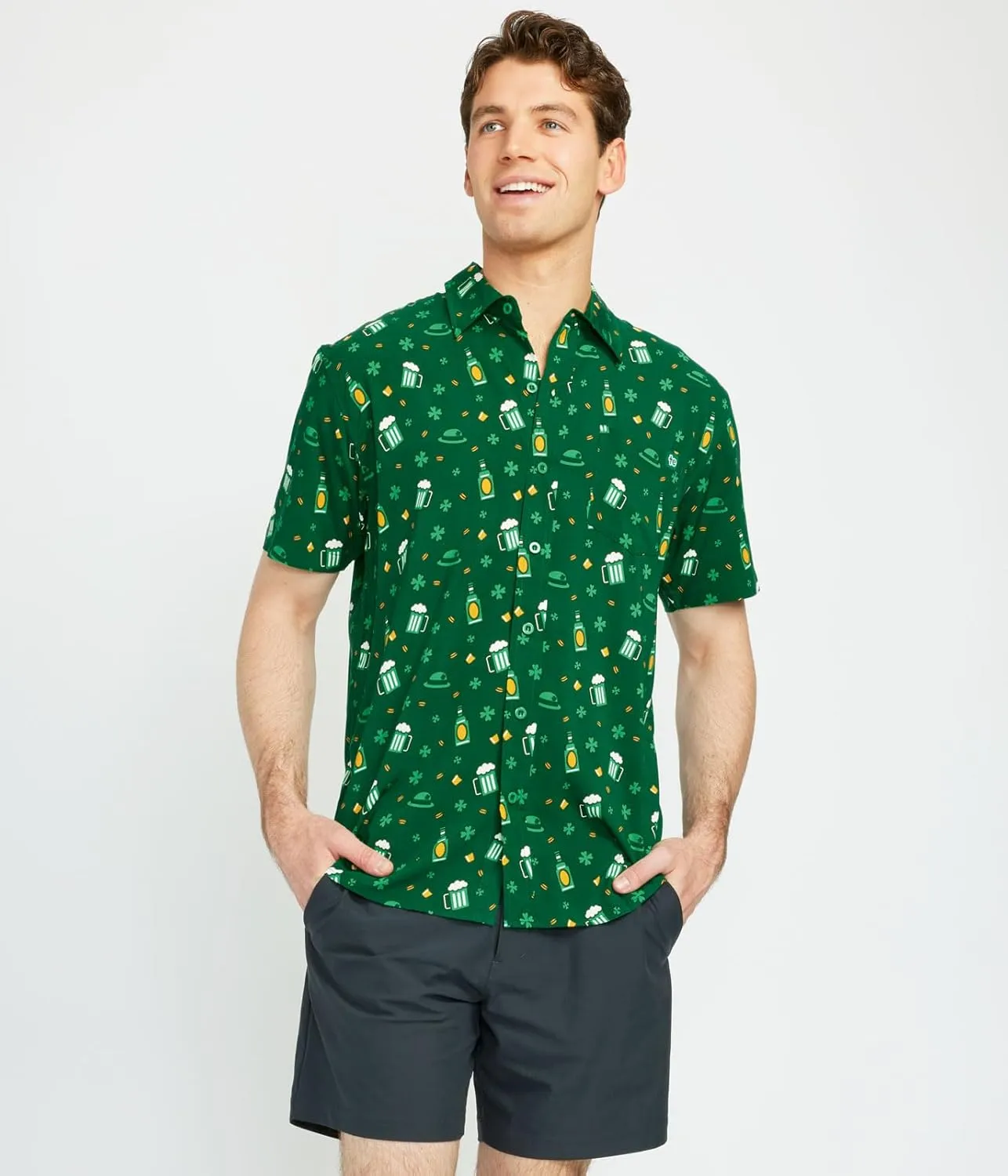 Tipsy Elves Button Down Shirts for Men - Valentines Day, Mardi Gras and St Patricks Day Mens Button Ups