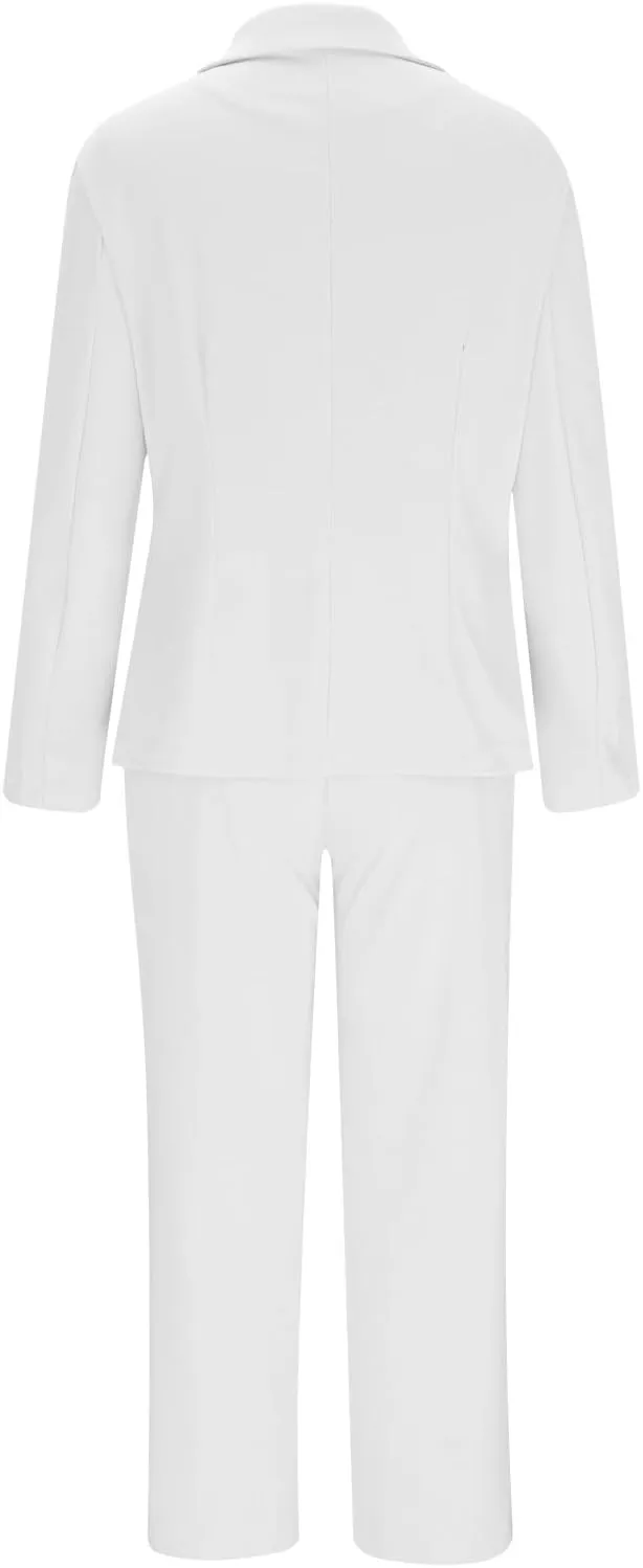 Two Piece Blazer Sets for Women Elegant Double Breasted Blazers   Pants Slim Fit Notch Lapel Solid Business Suit Sets