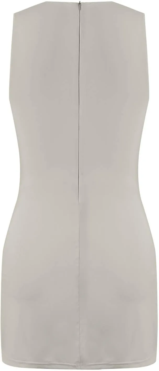Women Tennis Dress Crew Neck Sleeveless Athletic Dresses with Built in Shorts Side Slit Workout Dresses with Pockets