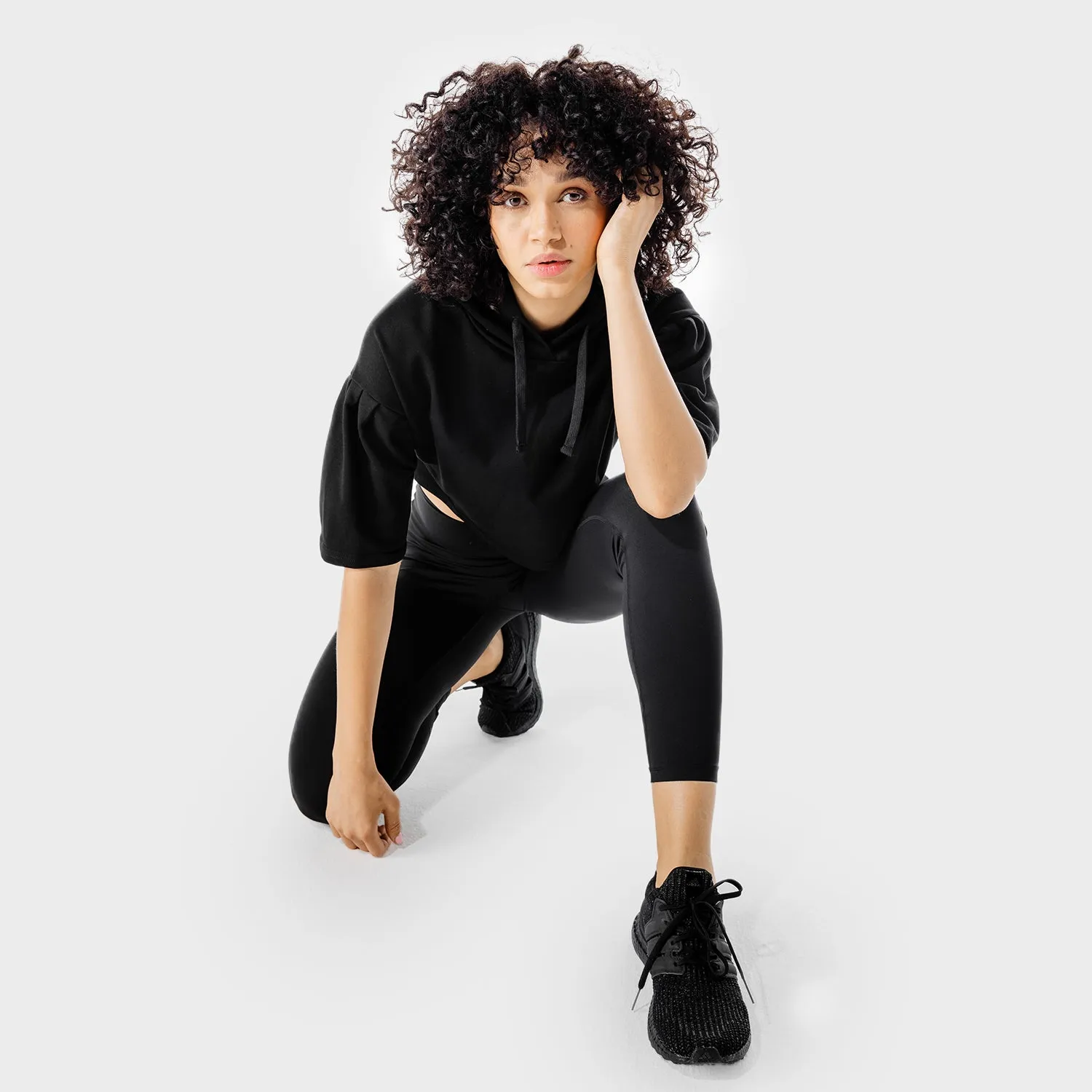 Women's Fitness - Crop Hoodie - Black