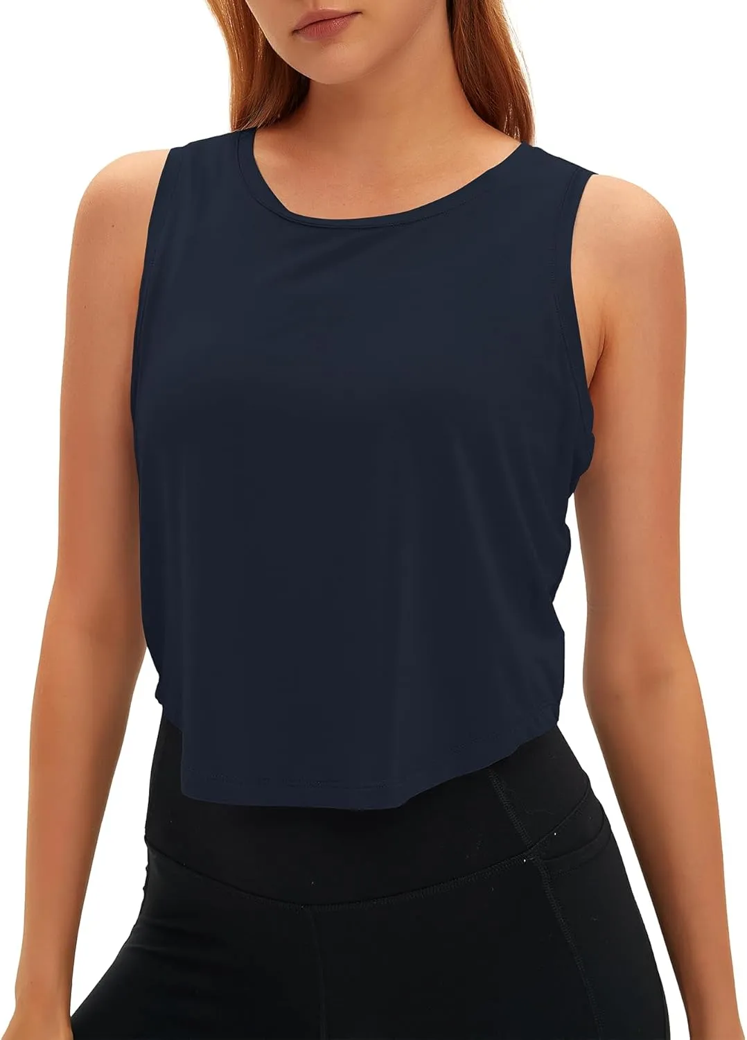 Women's Open Back Workout Tops Sleeveless Crop Yoga Shirts Lightweight Athletic Gym Exercise Tank Tops