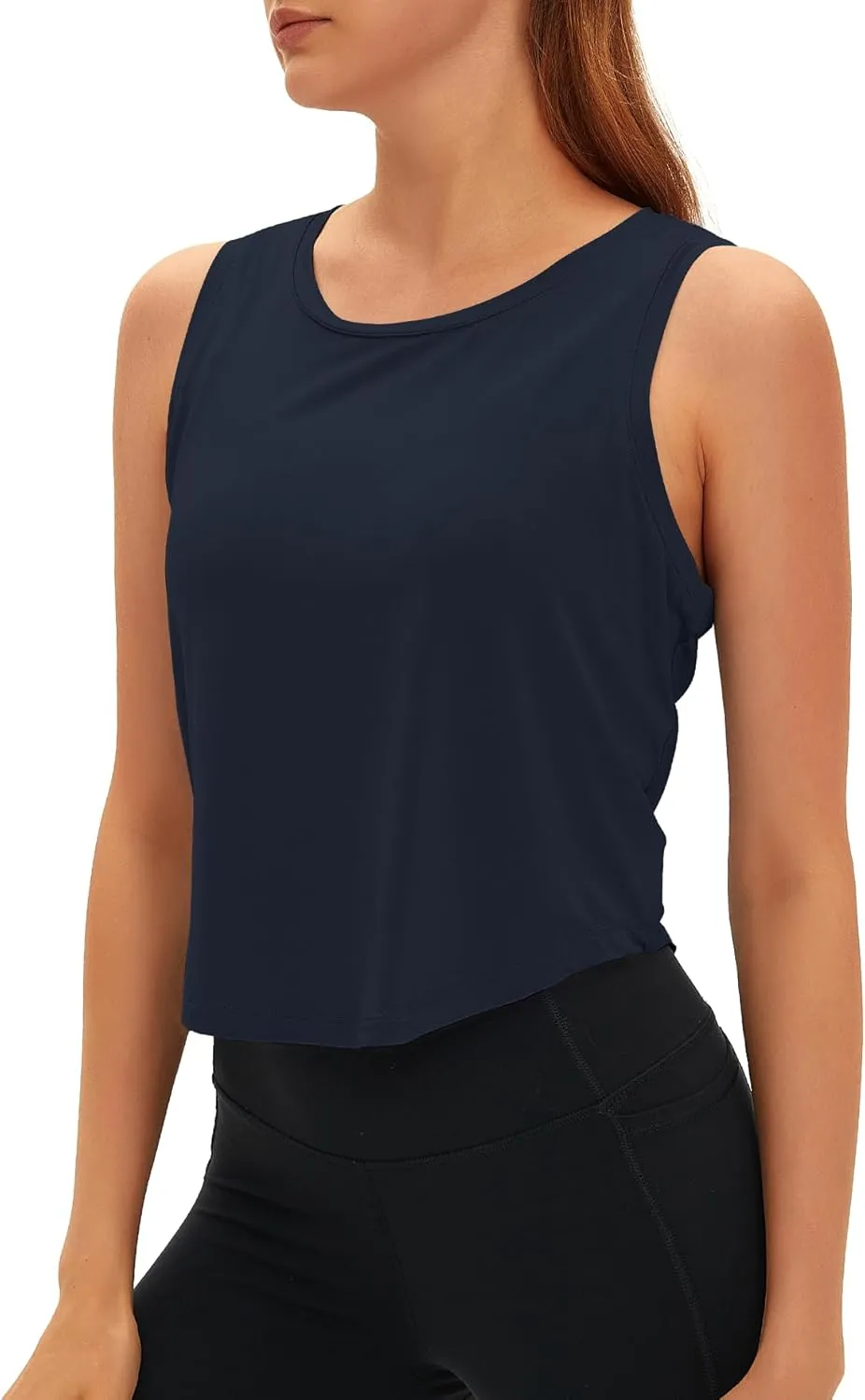 Women's Open Back Workout Tops Sleeveless Crop Yoga Shirts Lightweight Athletic Gym Exercise Tank Tops