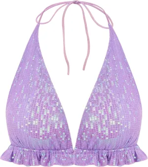 Womens Sexy Sequin Crop Top V Neck Bandage Tank Top Bustier Cami Dance Bra Top for Club Rave