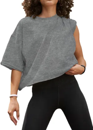 Women's Summer Short Sleeve Crop Tops Casual Basic Cotton Athletic Yoga Running T-Shirts