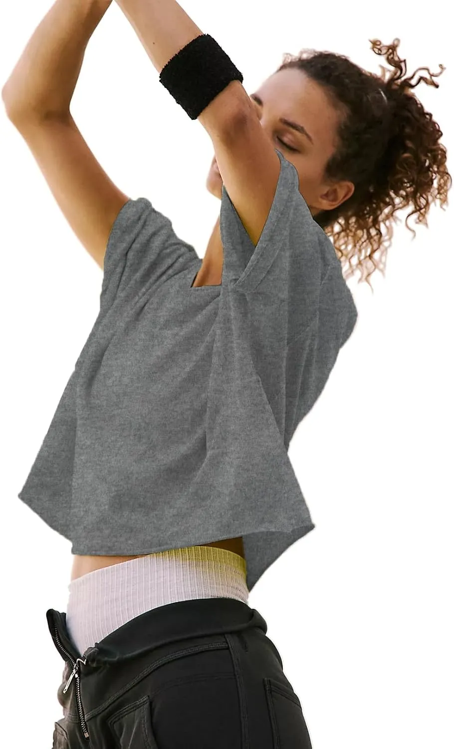 Women's Summer Short Sleeve Crop Tops Casual Basic Cotton Athletic Yoga Running T-Shirts