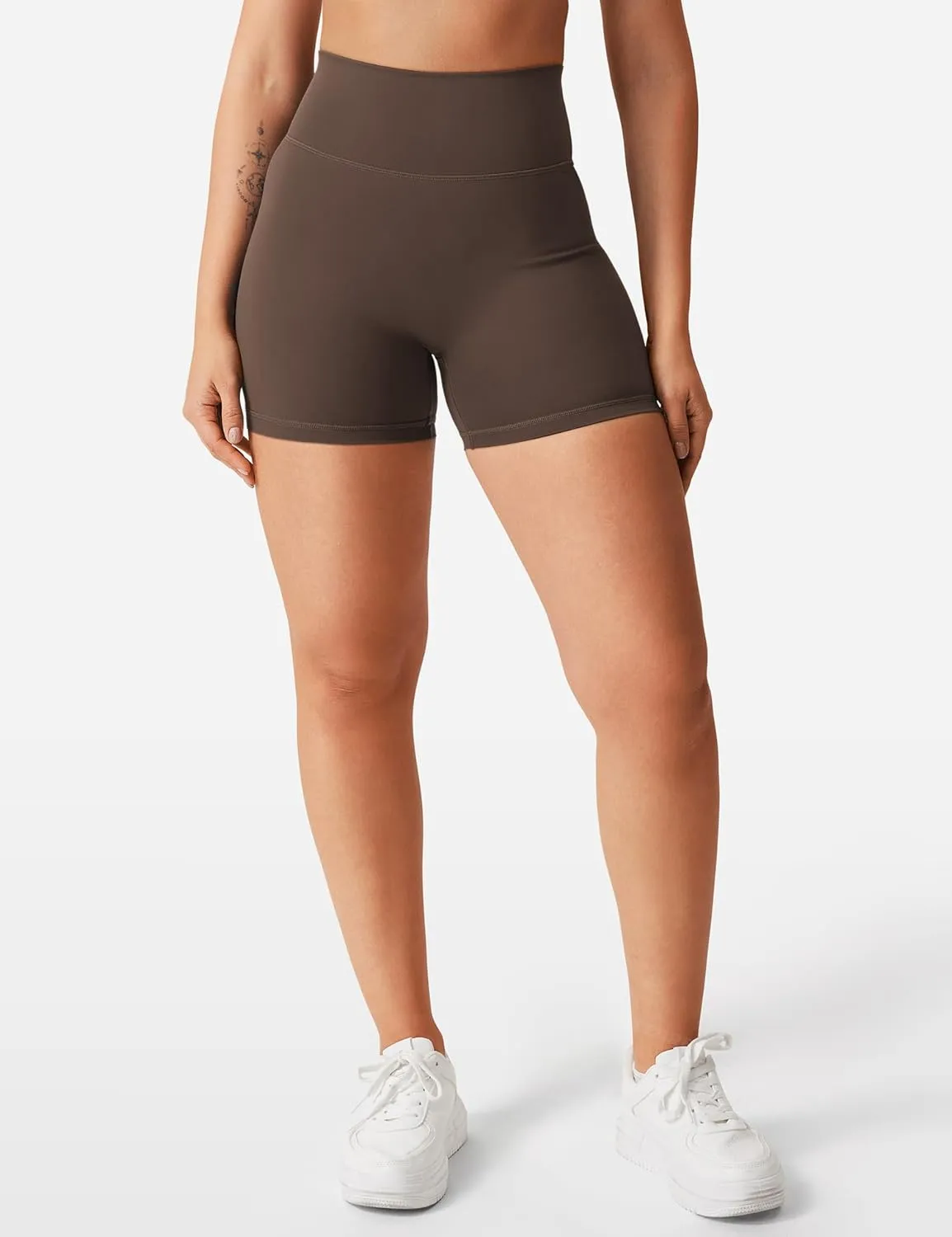 YEOREO Women's Biker Shorts 4.5" / 6" Workout Gym Shorts Craze High Waist Tummy Control Hidden Scrunch Running Yoga