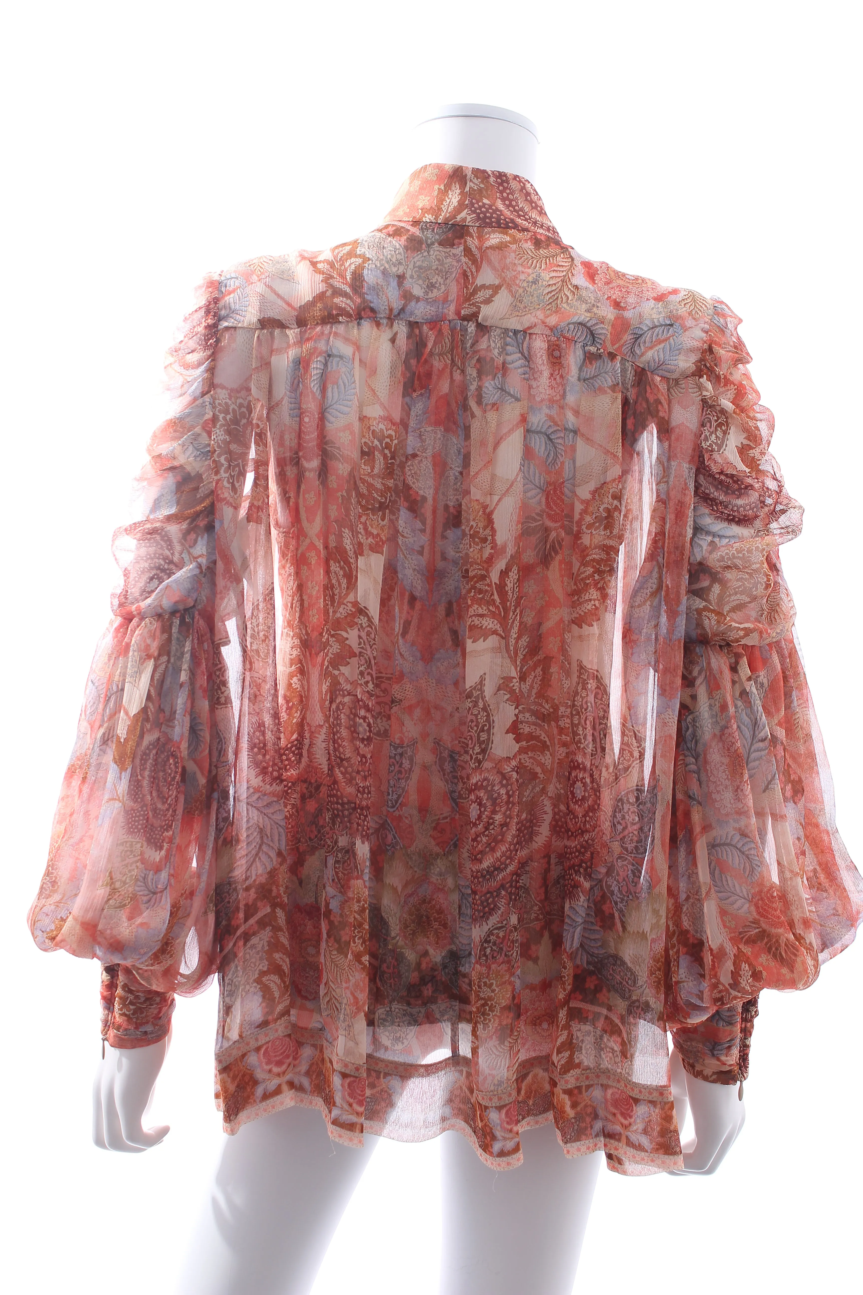 Zimmermann Ruffled Silk Georgette Printed Blouse